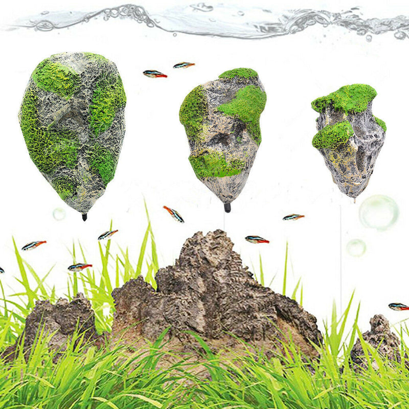 Aquarium   Tank Decor Ornament Floating Rock+Stone Breeding Cave Combo