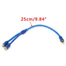 Car MP3 Audio RCA 1 Male to 2 Female Y Splitter Cable Adapter Cord 25cm