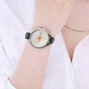 Women Leisure Round Sunflower Pattern Watch Quartz Wristwatch(Black)