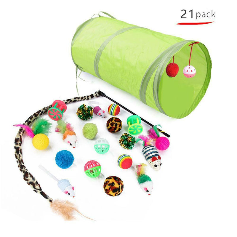 21pcs/set Funny Pet Cat Tunnel Cats Cave Kitten Stick False Mouse Ball Toys