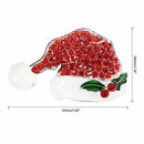 Christmas Brooch Pins Santa Hat Red and White Crystal Rhinestone Covered Sc