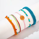5pcs Colorful Weave Rope Bracelet Retro Sunflower Ethnic Bangles Jewelry