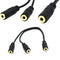 Black 3.5mm 1/8" Female To Dual 3.5mm Jack Female Y Splitter Stereo Audio Cab BX