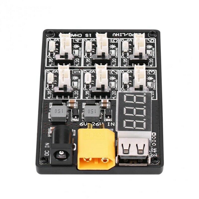 6In1 LiPo Charging Board 1S LiPo Battery Charger Charging Board RC Accessor A3X8