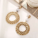 Women Bamboo Rattan Earrings - Straw Acrylic Statement Drop Dangle Earrings