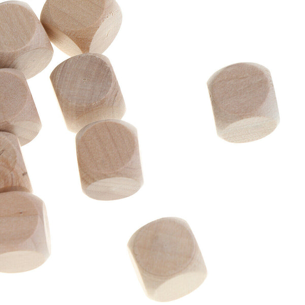 50Pcs Wooden Blank Dice 16mm Game Dice for Kids Building Blocks DIY Craft