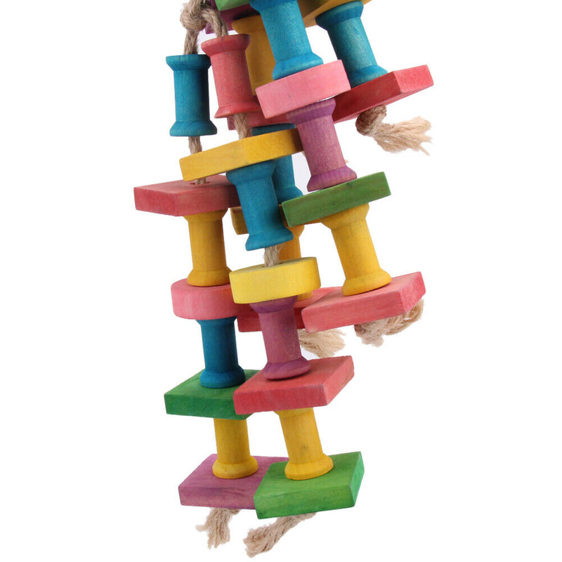 Colorful Parrot Macaw Wood Cage Chew Toys Pet Bird Conure Swing Scratcher