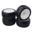 4 Pieces 12mm Hub Plastic Wheel Rim & Rubber Tire Tyres For 1:10 RC Buggy Truggy