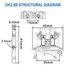 Uk2.5N-Gr Din Rail Terminal Block, Screw Clamp, 600V 20A 24-12Awg, Pack Of