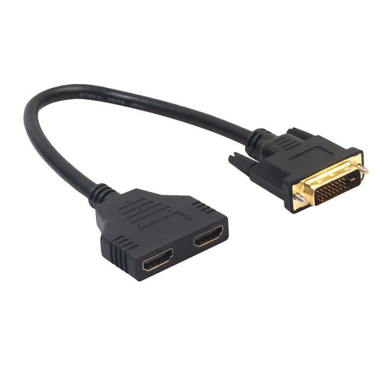 1080P DVI 24+1 Pin Male to Dual HDMI Female Splitter Cable for PC Monitor