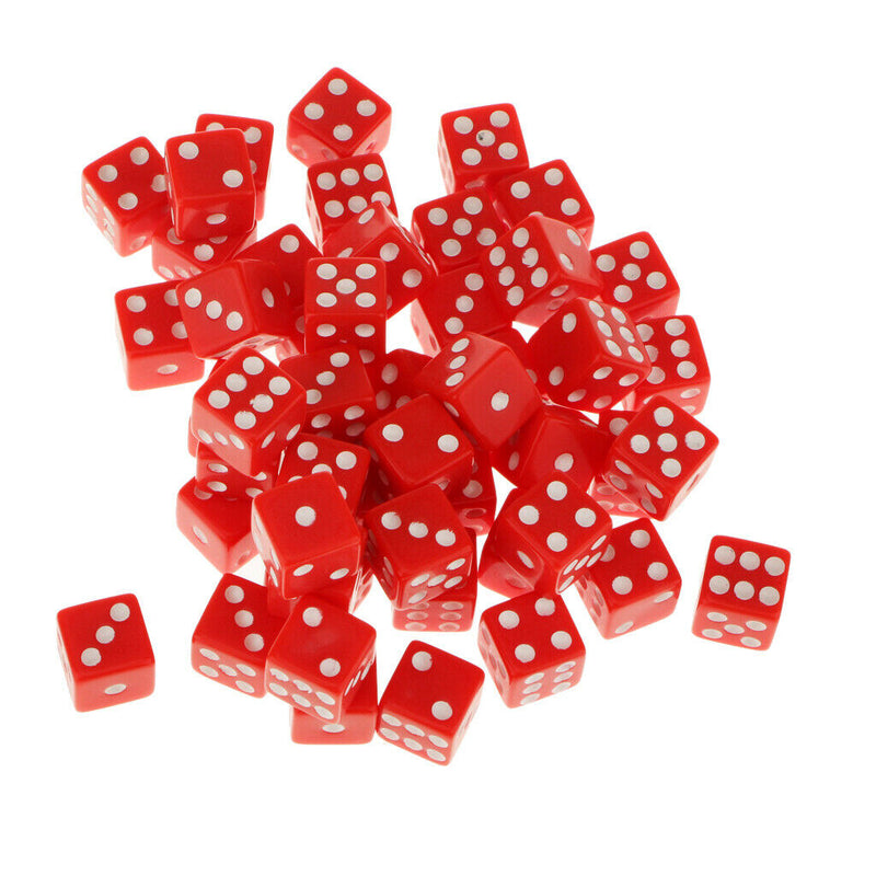 50pcs 12mm Opaque Six Sided Spot Dice Games D6 D&D RPG Wargaming Red