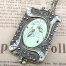Retro Chinese Mural Style Enamel Bird Locket Box Long Chain Sweater Necklac