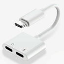 Dual 2in1 Type C to USB-C Headphone Audio Charger Adapter Splitter Converter