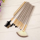 Professional 24pcs Cosmetic Makeup Powder Blush Brush Set With Leather Bag