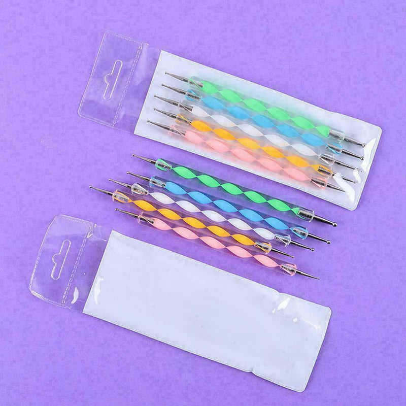 5Pcs Nail Art Dotting Pen Crystal Marbleizing Tool Kit Set Manicure Paintin B5H7