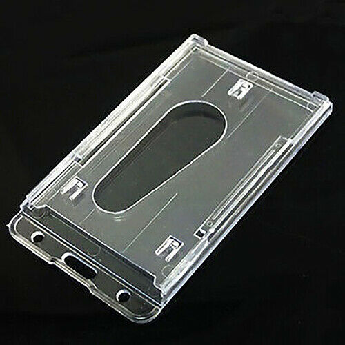 Vertical Transparent Double Side Business ID Card Holder Hard Portable Deluxe