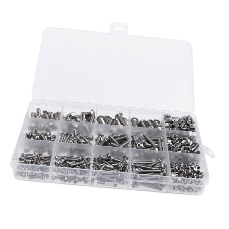 High Quality Stainless Steel Screws Nuts Assortment Set Kit /M3 M4 M5 Hex Socket