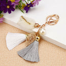 New Charm Fashion Leather Rose Flower Key Chain Cute Tassel Flower Key Chai