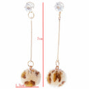 Fashion Plush Ball Personality Round Long Tassel Alloy+Rhineston Earring Je