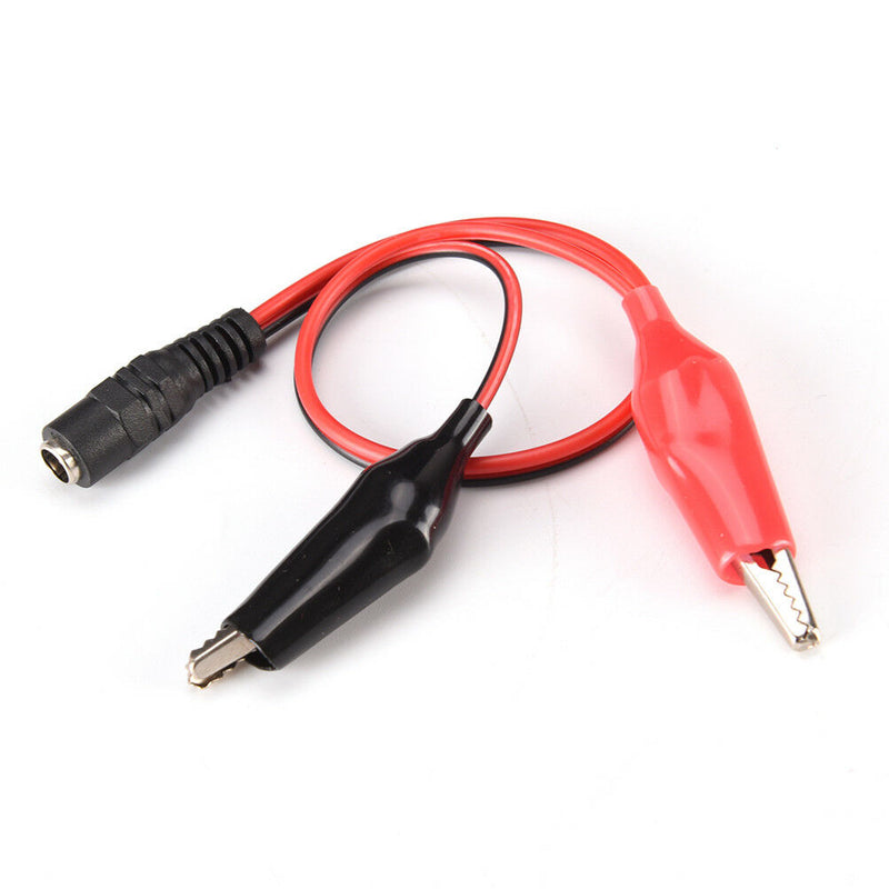 DC 5.5mm x 2.1mm DC Female/Male Jack Connector to 2 Alligator Clip Power Cable Z
