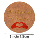 500pcs Handmade With Love Kraft Paper Stickers Round Adhesive Labels StickeSEAU