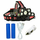 9LED 350000LM T6 LED Headlamp Headlight Torch Rechargeable Flashlight Work Light