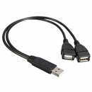 USB 2.0 A Male To 2 Dual USB Female Jack Y Splitter Hub-Power-Cord-Adapter- Z1L8
