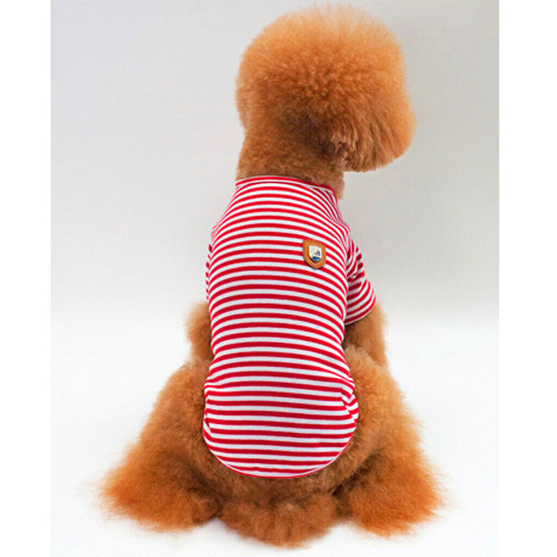 2Pieces Summer Pet Dog T-shirt Puppy Teddy Stripped