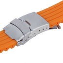 Orange Rubber Watch Strap Band Deployment Buckle Waterproof 22mm