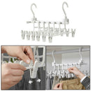 12 Clips Clothes Hanger Drying Pants Rack Wardrobe Folding Hook Trousers Holder