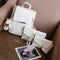 4pcs/Set Women Double Zips Backpack Crossbody Bag Handbag Key Bag(White)