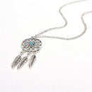 Bohemian Dreamcatcher Leaves Feather Pendant Necklace Earrings Jewelry Set ME