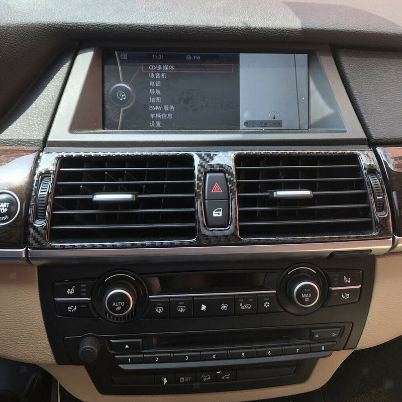 Carbon Fiber Car Central Control Panel Cover for BMW e70 e71 X5 X6 2008-2013.