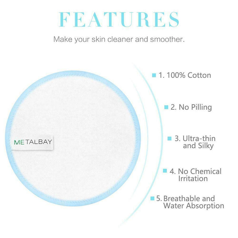 Cotton Deep Soft Bamboo Pads Reusable Remover Face 10Pcs Wipes Cleansing Makeup