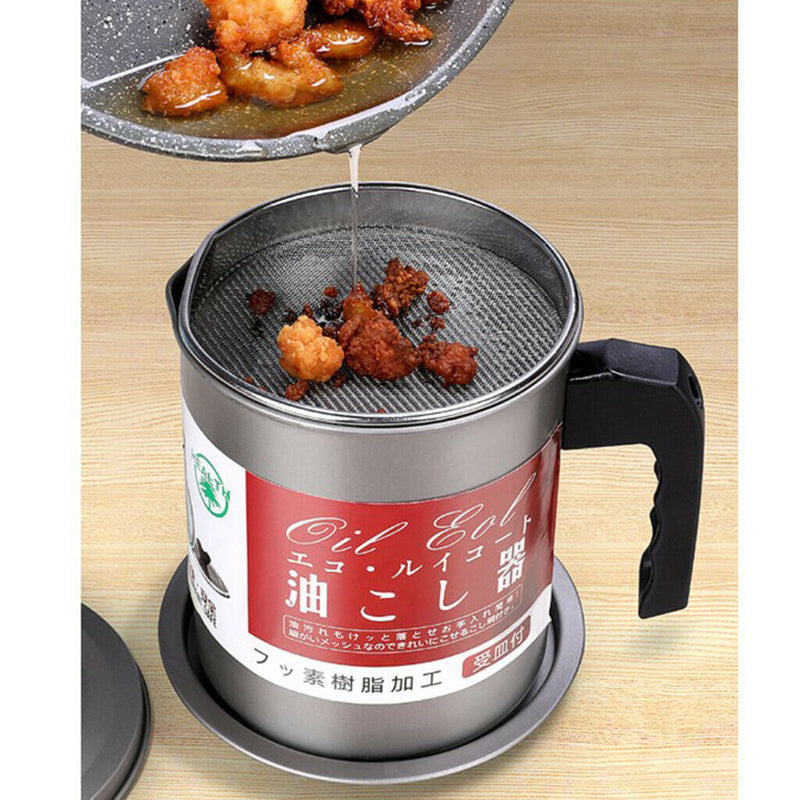 2pcs 1.7L Kitchen Oil Dripping Pot - Non Stick Container / Strainer Grease Can