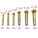 6PCS Titanium Coated 90Degree Chamfer Countersink Drill Bit Grinding ChamfeS Hn