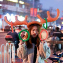 Inflatable Reindeer Antler Hat Toss Rings Xmas Gift Holiday Party Game Moos W7A5