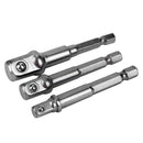 3Pcs/Set 1/4 inch 3/8 inch 1/2 inch Hex Power Drill Driver Socket Wrench Ad