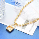 Love Heart Lock Pendant Bracelet Round Beads Rhinestone Women Charm Bangles