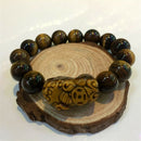 14MM Feng Shui Tiger's Eye Stone Yellow Pi Xiu Beads Bracelet For Wealth Luck