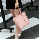 Women Fashion Handbag Shoulder Bag Purse Leather Tote Bag 4 Pieces (Pink)