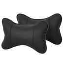 2pcs PU Leather Car Neck Pillow All Season Auto Neck Rest Universal (Black)