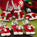 6x Santa Suit Christmas Cutlery holder tableware Silverware bag DecorationsB Hn