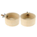 2 x Small Animal Bamboo Bowl, Basic Dish Feeder Can Be Fixed in The Cage with