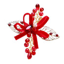Women Red Crystal Leaf Hairpin Kids Girls Bride Wedding Bowknot Hair Clips A