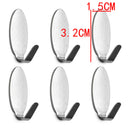 6X Oval Stainless Steel Self Adhesive Hooks Hanger Stick Home Wall Door Kitchen