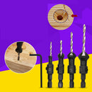 4pcs HSS Countersink Drill Bit 3-4.5mm +1pcs Quick Change Hex Shank Screw 6