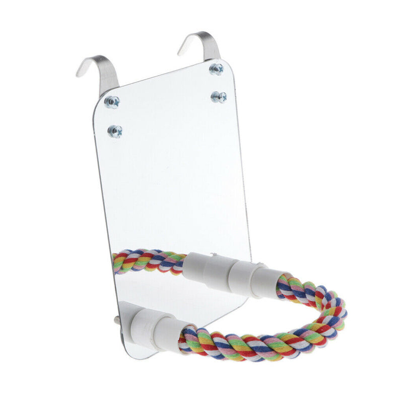 Parrot Large Mirror Bird Mirror with Rope Perch & Chewing Shell Interactive