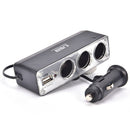 Black 3 Ways Multi Socket Car Cigarette Lighter Splitter USB Charger  SP