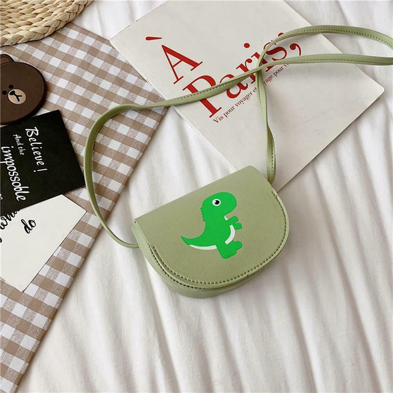 Kids Shoulder Bag Cartoon Cute Purse Leather Mini Messenger Handbag (Green)